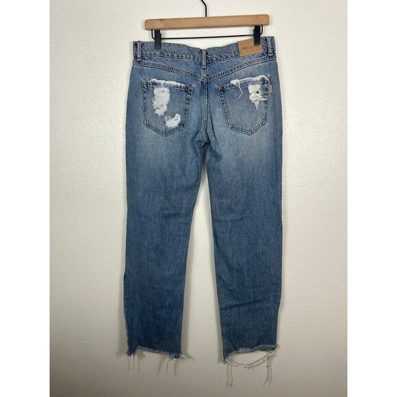 Retrofete Low Rise Distressed Straight Leg Baggy Jeans Sz 29 - Picture 8 of 8